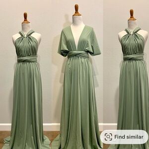 Elegant Sage Green Maxi Dress convertible bridesmaid